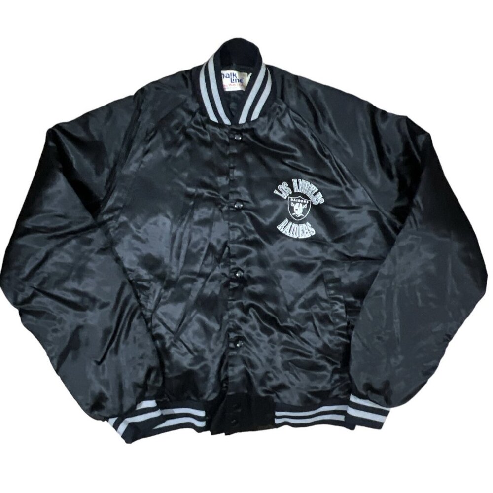Vintage LOS ANGELES Raiders Chalkline Black Satin Jacket Size MEDIUM